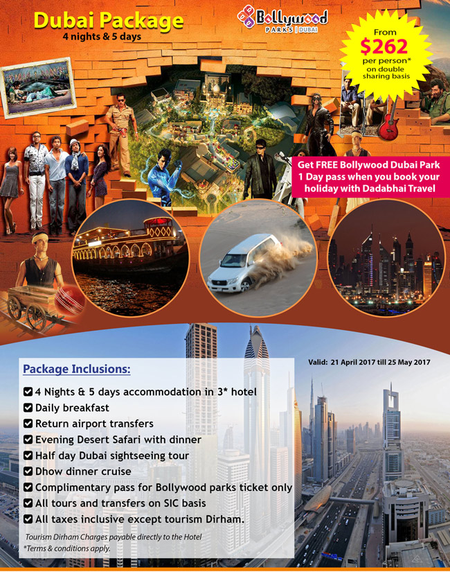 Book Dubai Holidays Package & Get FREE Bollywood Dubai Parks Ticket